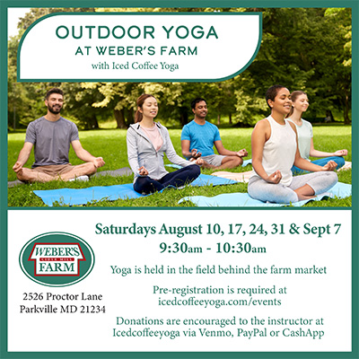 Join us for an outdoor yoga course at Weber's Farm in Parkville, MD